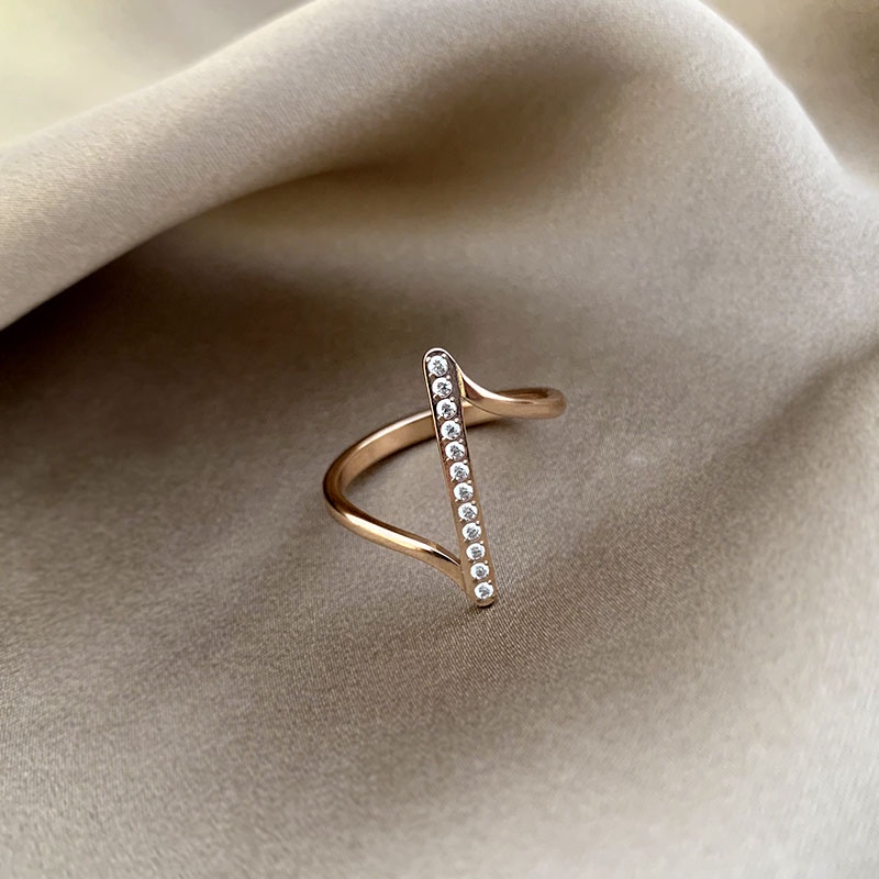 Nhẫn Nữ Kim Loại Tạo Hình Chữ Z Đính Đá Thời Trang Phong Cách Hàn Quốc