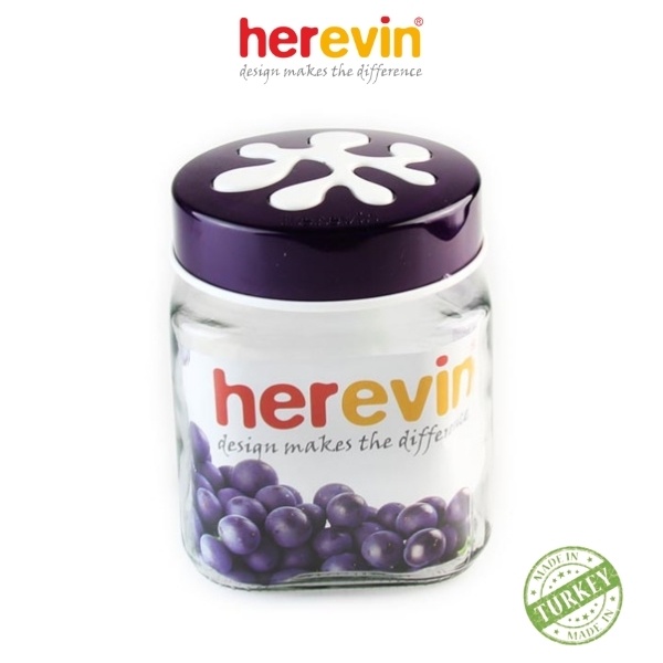 Bộ 3 Hũ Thuỷ Tinh Herevin Vuông Nắp Decor 1L - HEHU137010-804