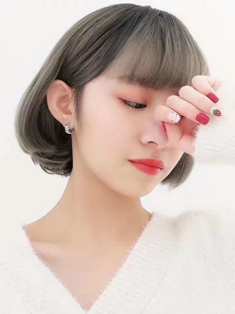 Khuyên tai tròn  thỏ hồng  xanh đính hoa 5 cánh siêu đẹp đk 8-9mm nhỏ trẻ em