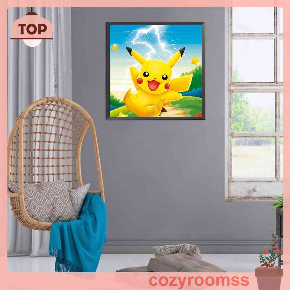 Tranh Đính Đá Kim Cương Toàn Bộ 5D DIY Hình Pikachu