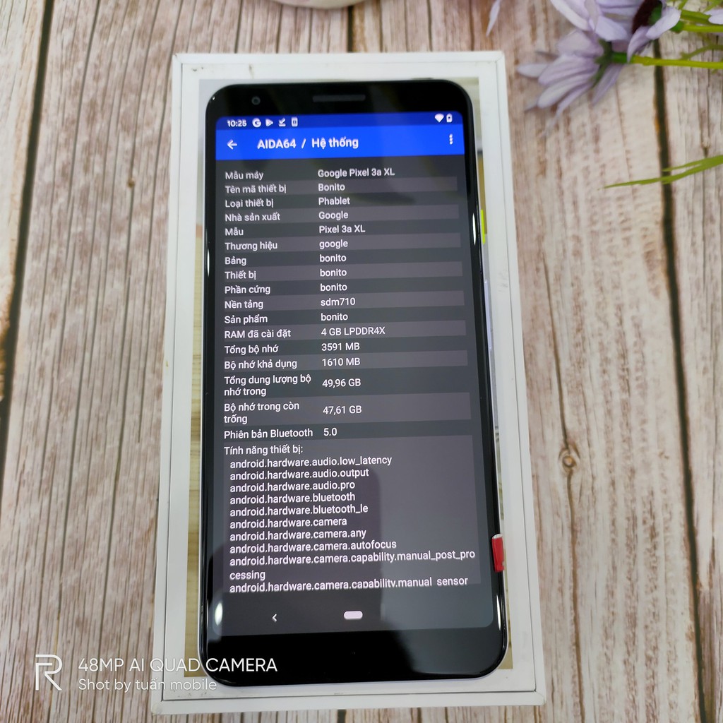 Điện thoại Google pixel 3a XL Fullbox,4/64Gb,Pin 3700 mah