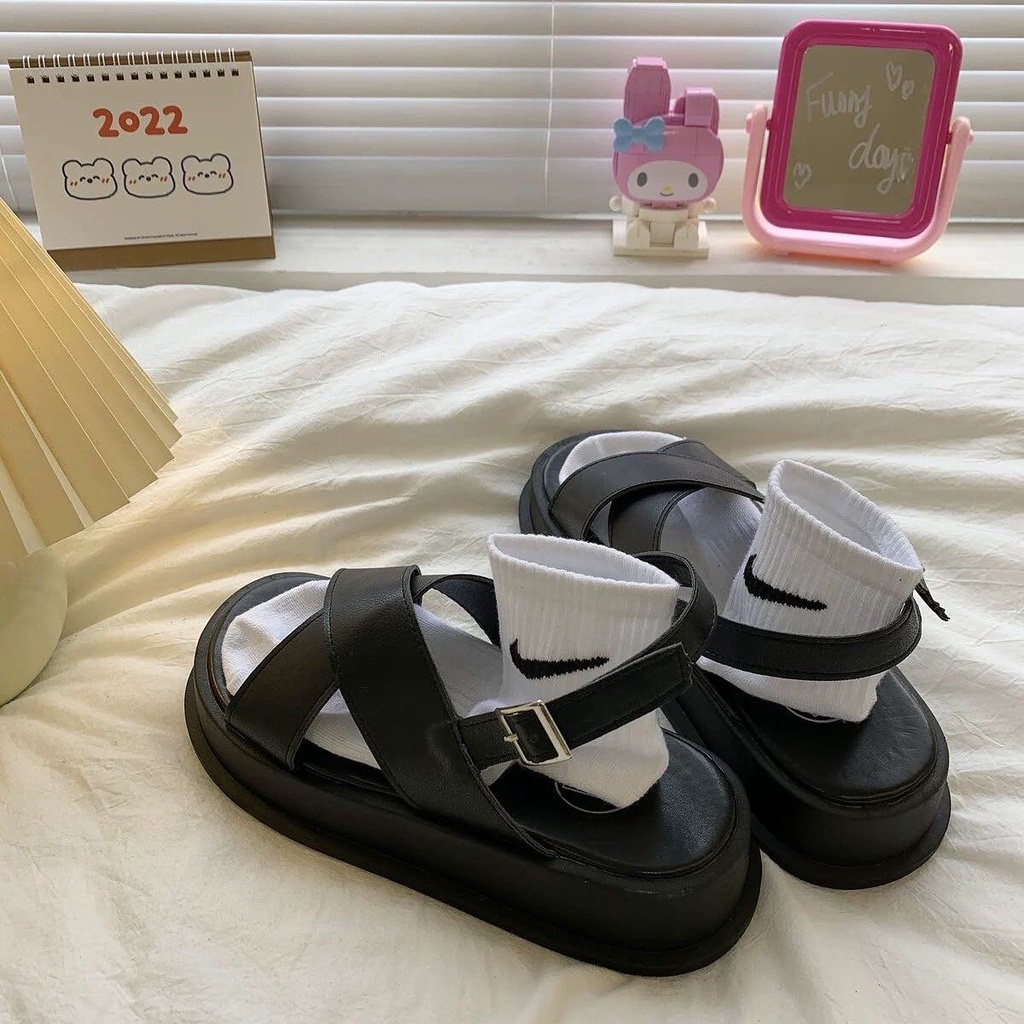 Giày Sandal Quai Dán Chéo Basic Gopjunsh Êm Mịn Đi Học Đi Chơi Phong Cách Hàn Quốc Hot 2022o