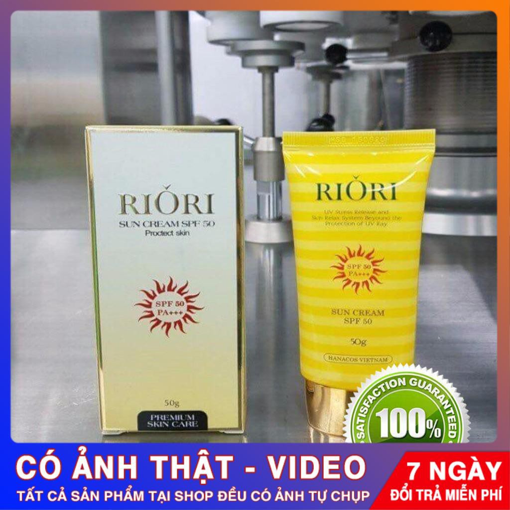 KEM CHỐNG NẮNG RIORI SUN CREAM SPF50  dưỡng trắng da, ngăn ngừa lão hóa, giảm nếp nhăn trên da.