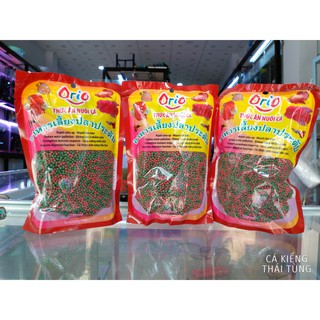 Cám cá cảnh ORIO hạt xanh đỏ 1li- túi 100gr