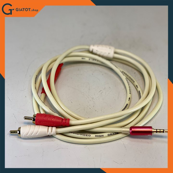 Dây âm thanh 1 đầu 3.5 ra 2 đầu AV CHOSEAL dài 1,8m cao cấp, hàng đẹp GiatotHN