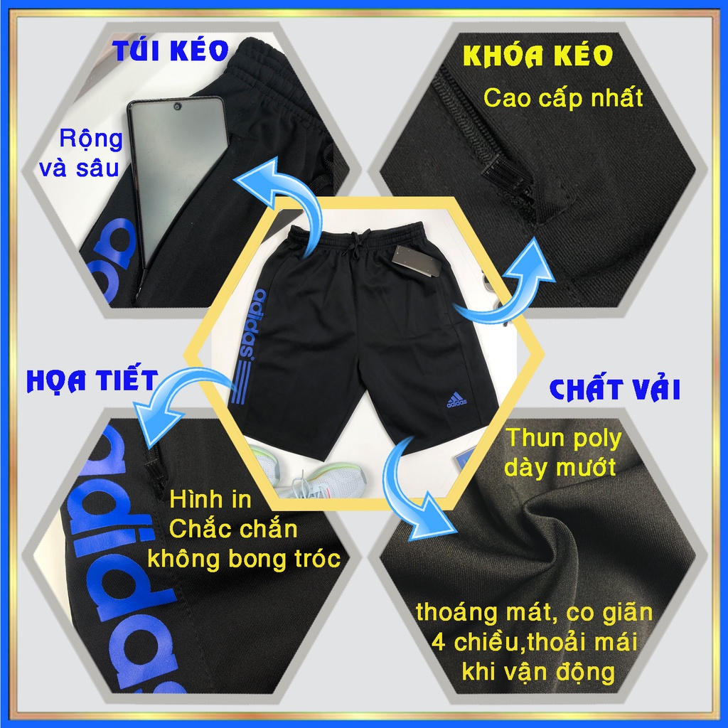 Quần short nam đùi nam lưng thun thể thao adidas Q14 quần sọt nam đẹp ngắn cao cấp có size lớn cho người mập big size