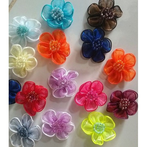 10-50 hoa voan vải nhụy đính cườm 25mm Nhiều màu