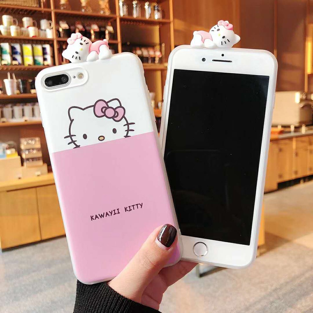 เคสลายคิตตี้น่ารักสําหรับ iPhone 6 S/7/8 Plus IphoneX Iphonexs Iphonexr Iphonexs Maxโกหกกรณีโทรศัพท์มือถือ เคสโทรศัพท์มือถือกันตก นิ่ม