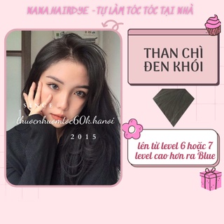 Thuốc nhuộm tóc màu Than Chì Đen Khói kèm oxy trợ dưỡng găng tay (tóc tẩy/nâng lên xanh dương)