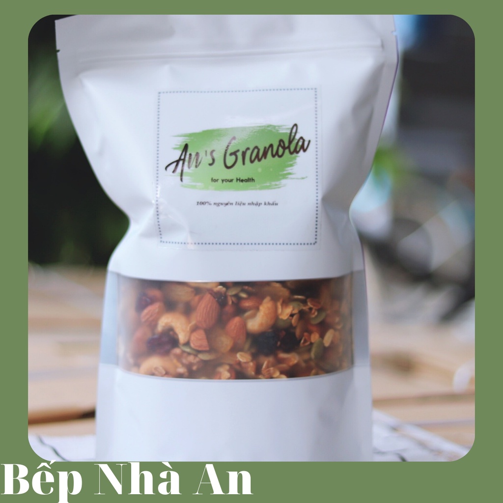 Ngũ cốc ăn kiêng Granola cao cấp siêu hạt thêm Macca, óc chó đỏ -500g