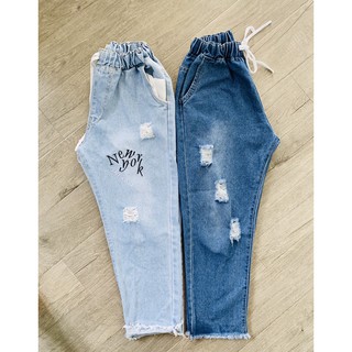 Quần Baggy Jean Nữ Lưng Thun size S/M/L