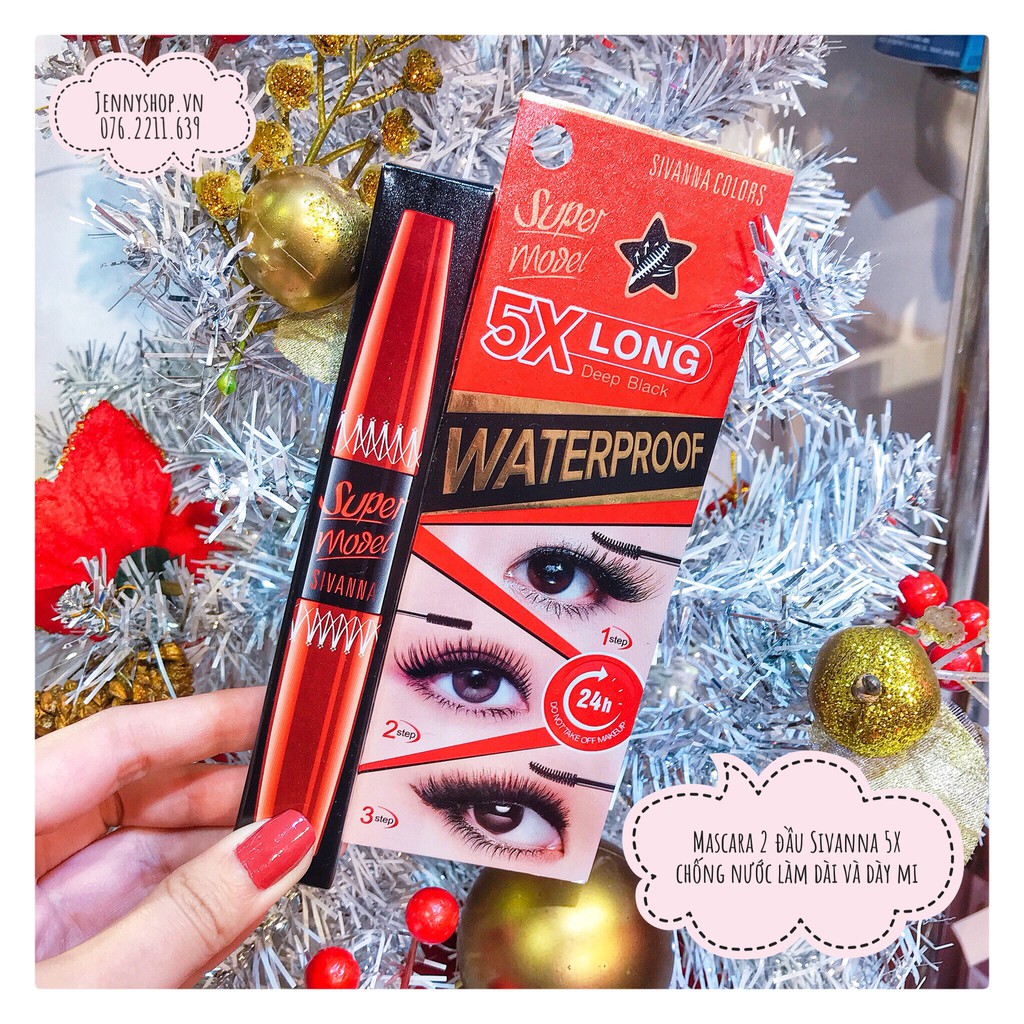 Mascara 2 Đầu Sivanna Super Model 5X Long Waterproof