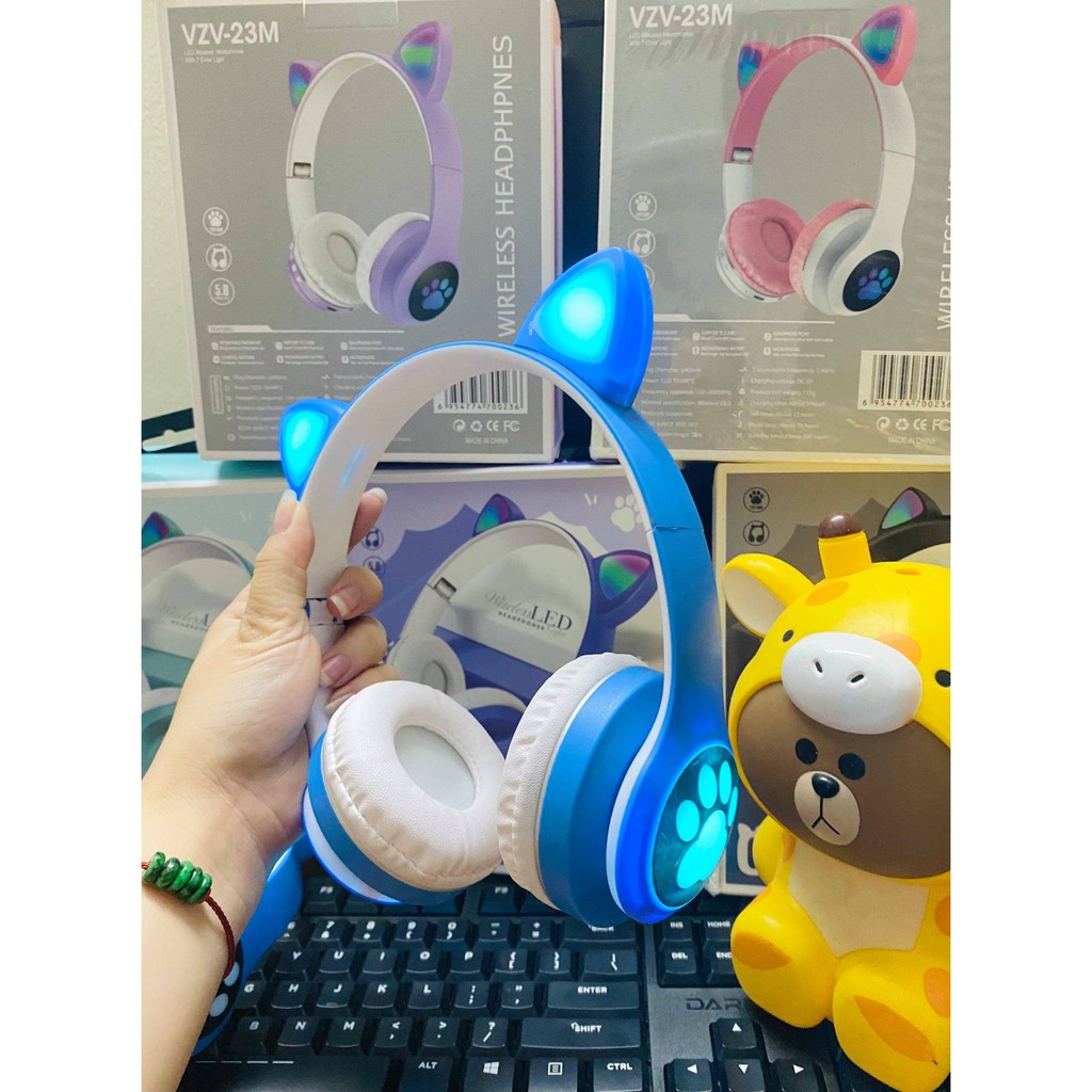 Tai Nghe Mèo Bluetooth Cao Cấp, Tai Nghe Không Dây Chơi Game , Headphone Mèo Có mic, Chống Ồn, Đèn Led -A_Tstores | BigBuy360 - bigbuy360.vn
