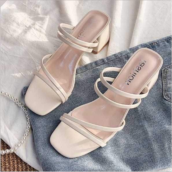Dép cao gót sandal dây đế vuông 5cm G017
