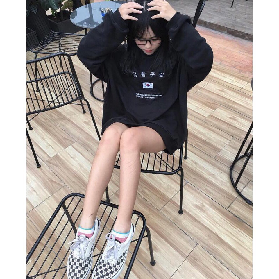 Áo sweater nỉ form rộng unisex Cờ Hàn Quốc, thời trang nam nữ ulzzang Wind | BigBuy360 - bigbuy360.vn