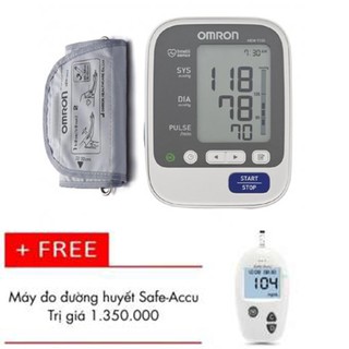 Máy đo huyết áp Omron Hem 7130L + Tặng máy đo đường huyết Safe-Accu