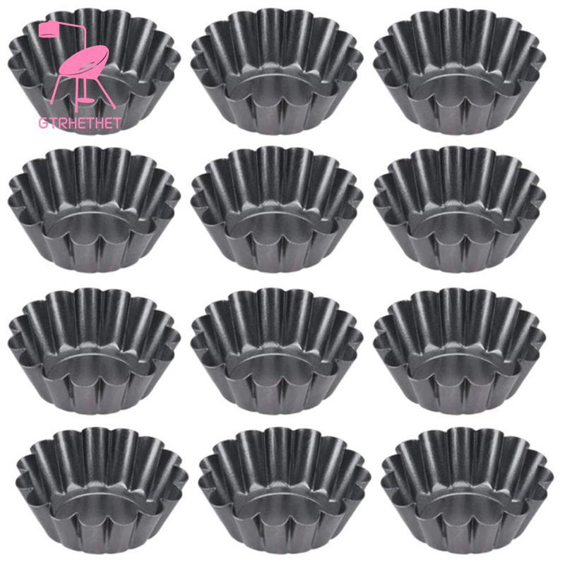 Set 12 Khuôn Làm Bánh Chống Dính Viền Bèo Nhún Tiện Dụng Cho Lò Nướng