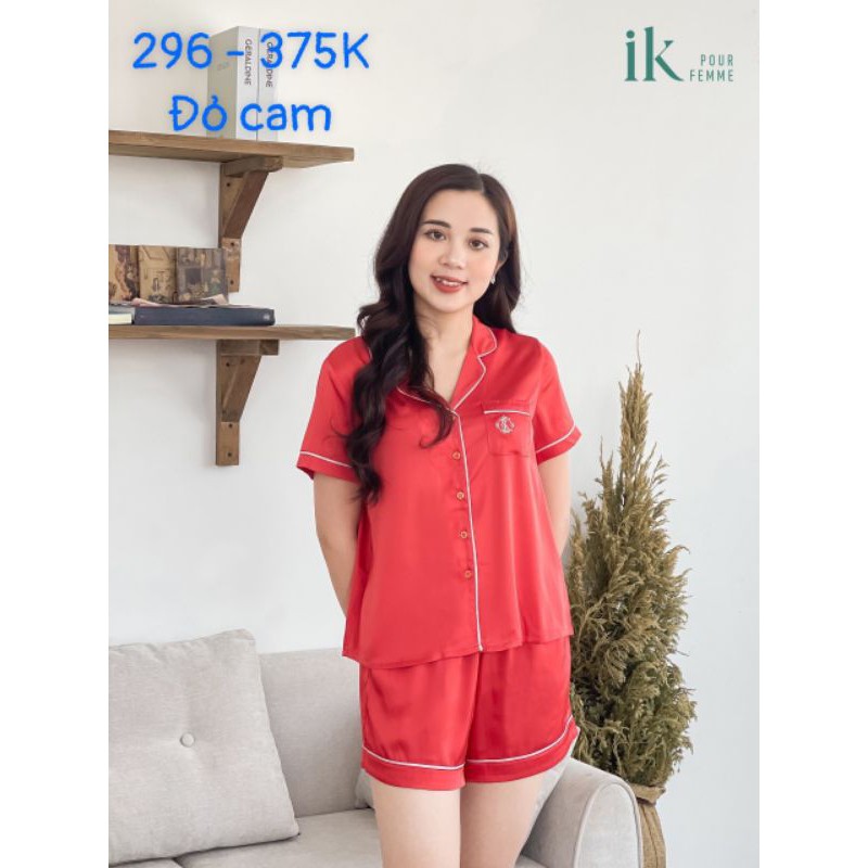 Bộ mặc nhà IK pijama áo cộc tay quần short lụa hè 0296 Giá 375.000đ