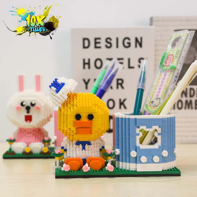 lắp ráp 3d ống đựng bút thỏ tím stella lou, thỏ hồng cony, vịt vàng 1000 mảnh quà tặng sinh nhật bạn trai bạn gái trẻ em