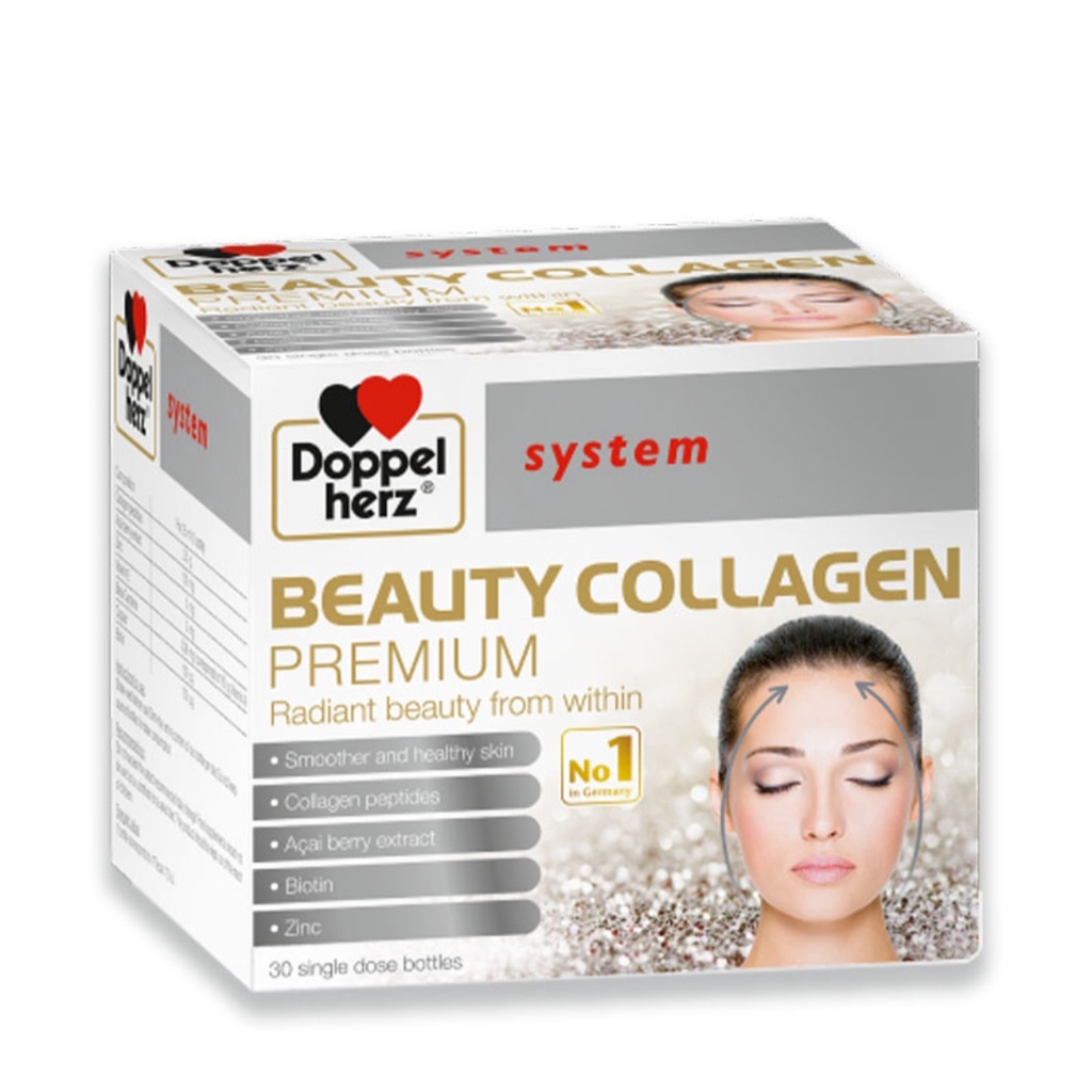 Bác Sĩ Cung Beauty Collagen Premium - Doppelherz, Collagen, Kẽm, Vitamin E, Đẹp Da, Chống Lão Hóa (Hộp 30 Ống)