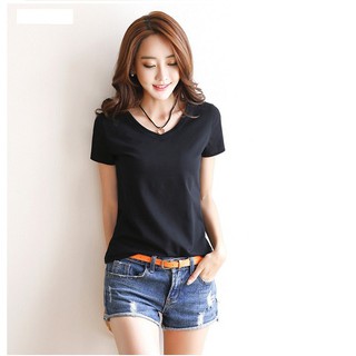 Áo thun nữ cộc tay Hàn Quốc chất thun mỏng siêu mát, cổ tim & cổ tròn