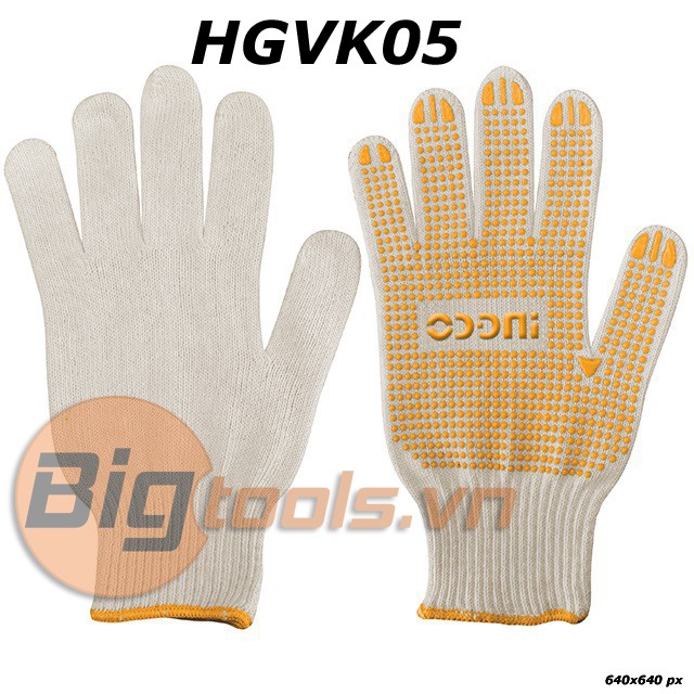 Găng tay dệt kim & có đốm chấm nhựa PVC INGCO HGVK05 - dùng cho công nhân vận chuyển hàng hóa tái chế và sửa chữa