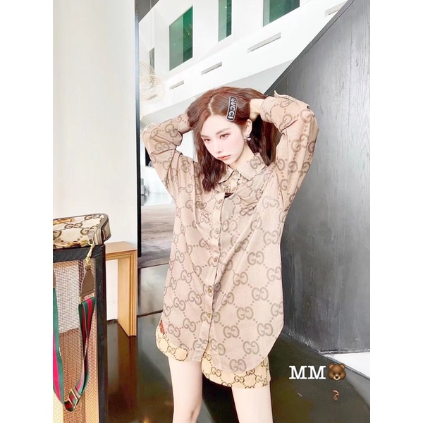 Sơ mi Gucci nâu siêu đẹp