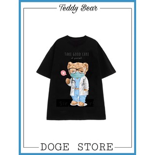 Áo thun tay lỡ nam nữ form rộng hình gấu Teddy siêu dễ thương 100% cotton