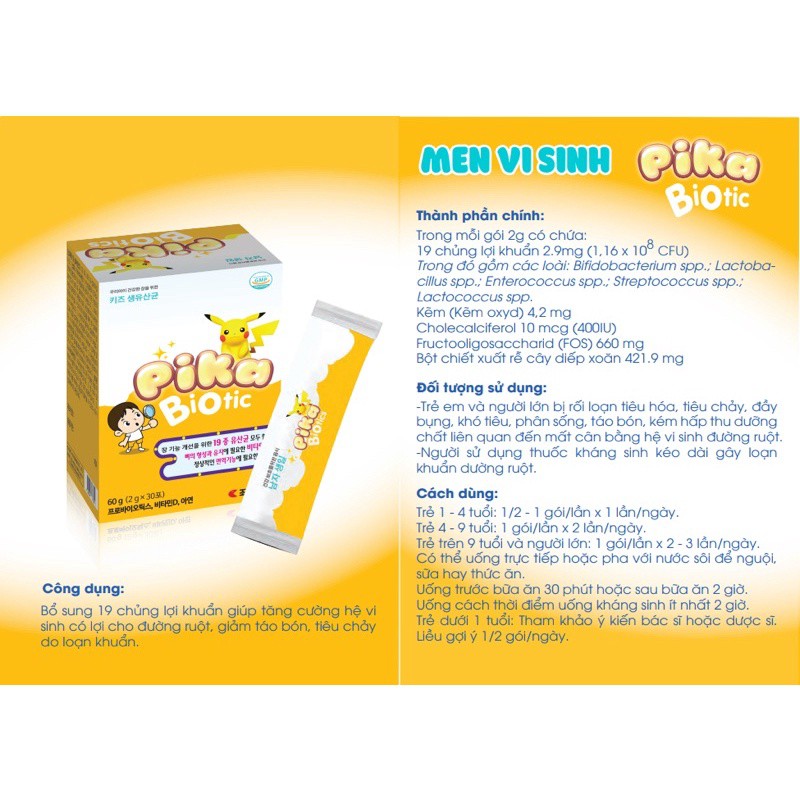 Men vi sinh Pika Biotic bổ sinh 19 chủng lợi khuẩn [Nhập khẩu Hàn Quốc]