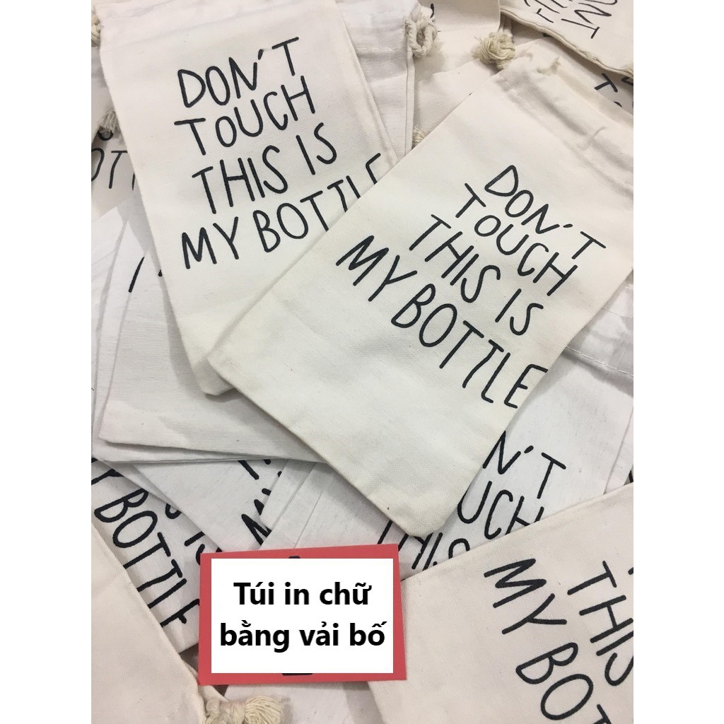 Túi Vải Canvas In Chữ Dây Rút Dùng Đựng Bình Nước 500ml - 600ml - 1000ml