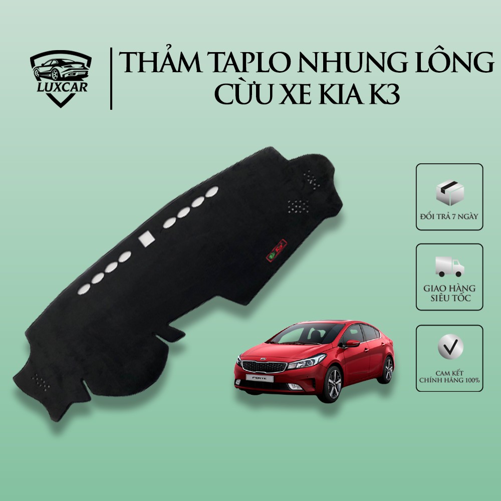 Thảm Taplo Nhung Lông Cừu KIA K3 - Đế Cao Su Chống Trượt LUXCAR