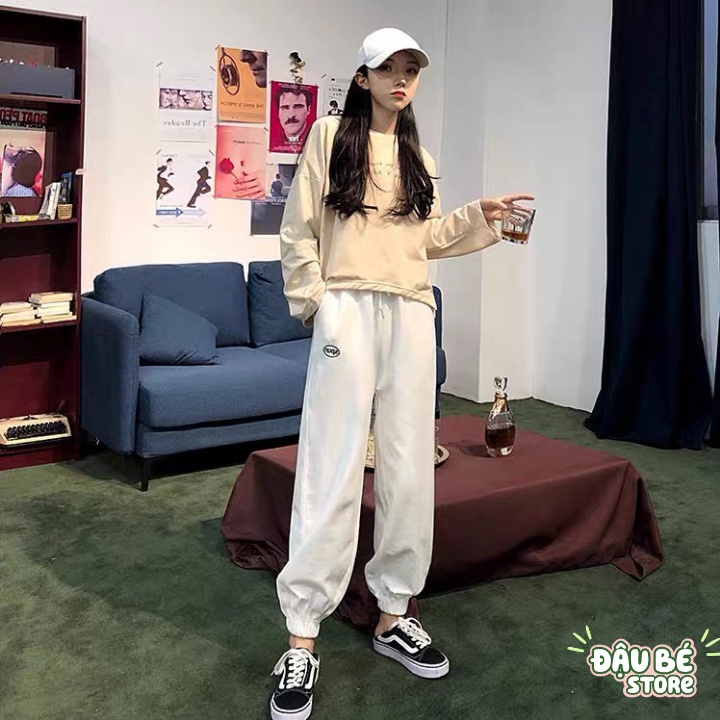 Quần Jogger Nỉ Bông Unisex Cạp Chun Cao Cấp - Quần Nỉ Ống Rộng Bo Gấu Nam Nữ Basic - Daube - Q038