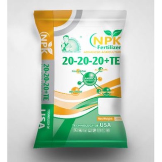 Phân bón npk hữu cơ khoáng 20.20.20 + te - túi zip 1kg