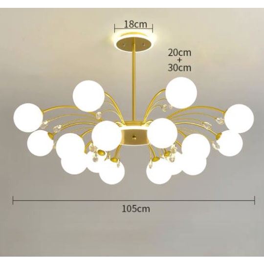 Đèn chùm ALULA cao cấp 16 bóng trang trí nhà cửa hiện đại - kèm bóng LED chuyên dụng.