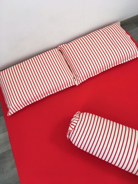 Drap thun siêu lạnh cao cấp phối màu đỏ 01