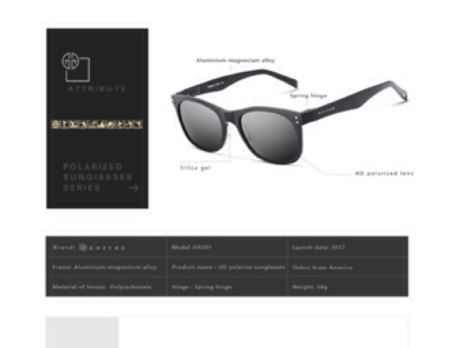 Mắt kính mát Kính mát Nam/Nữ G9201 phân cực hàng xách tay | BigBuy360 - bigbuy360.vn