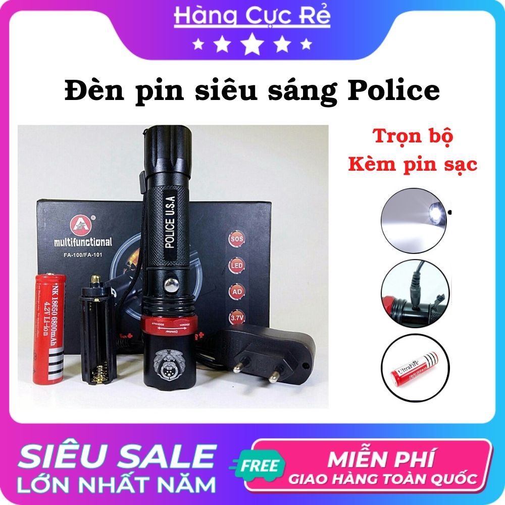 Đèn pin Siêu Sáng Police SWAT loại xịn full box