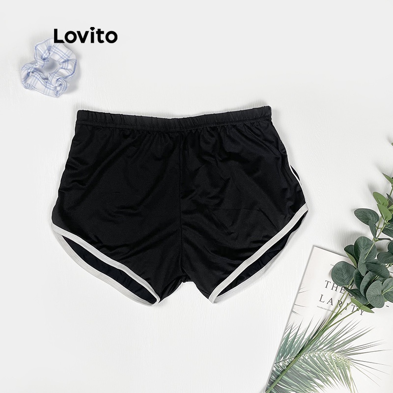 Quần short Lovito L00106 màu xanh lam/ xám/ đen thoải mái khi mặc phong cách thể thao phối màu tương phản | BigBuy360 - bigbuy360.vn