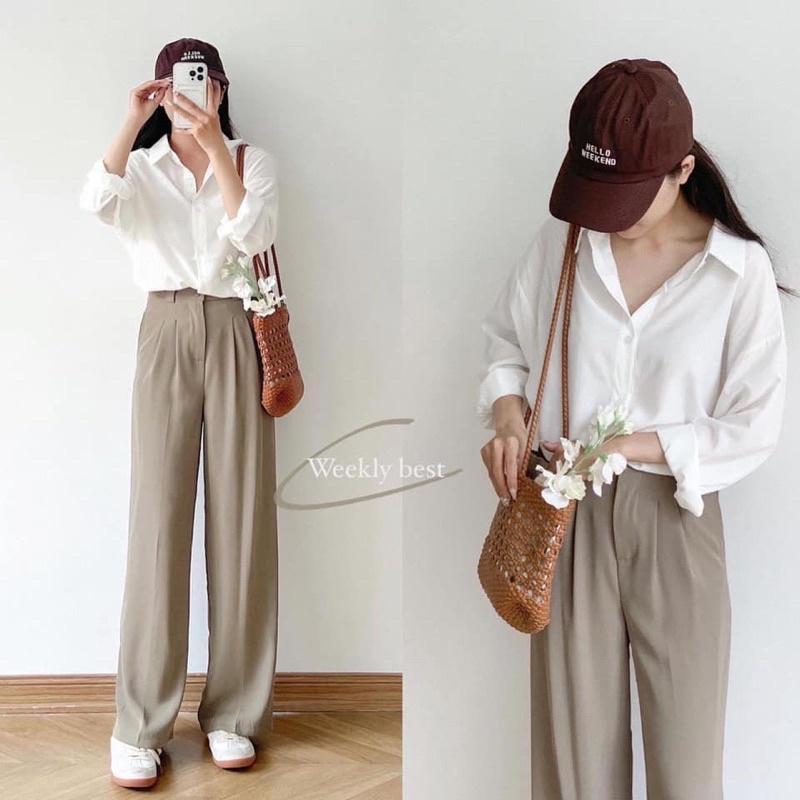 Q292 - quần suông culottes lưng chun dài 92-93cm