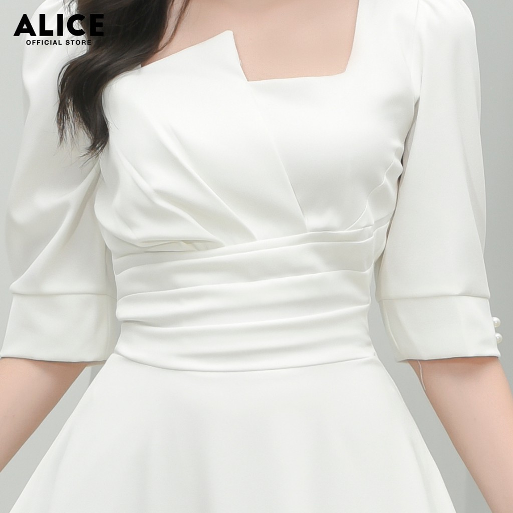 Váy Dự Tiệc Nữ Cổ Vuông ALICE Thiết Kế Dáng Dài Xòe Tay Lỡ Thắt Eo Cho Nữ Đi Chơi, Đi Dự Tiệc V677 | BigBuy360 - bigbuy360.vn