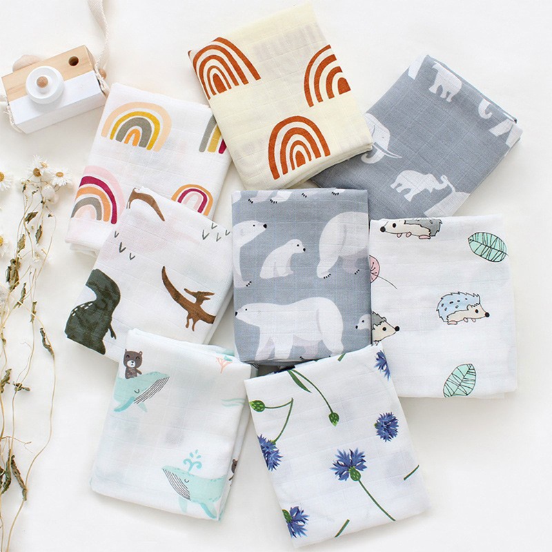 Chăn Cotton Tre Quấn Em Bé Thoáng Mát Xinh Xắn