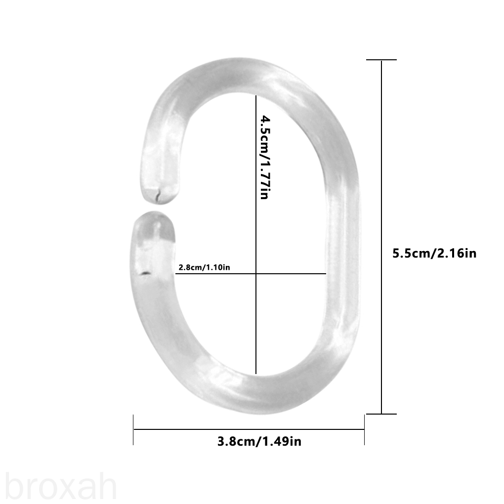 24pcs 360 Degree Twistable Shower Curtain Ring Plastic C-shaped Hook Transparent Bathing Accessory broxah