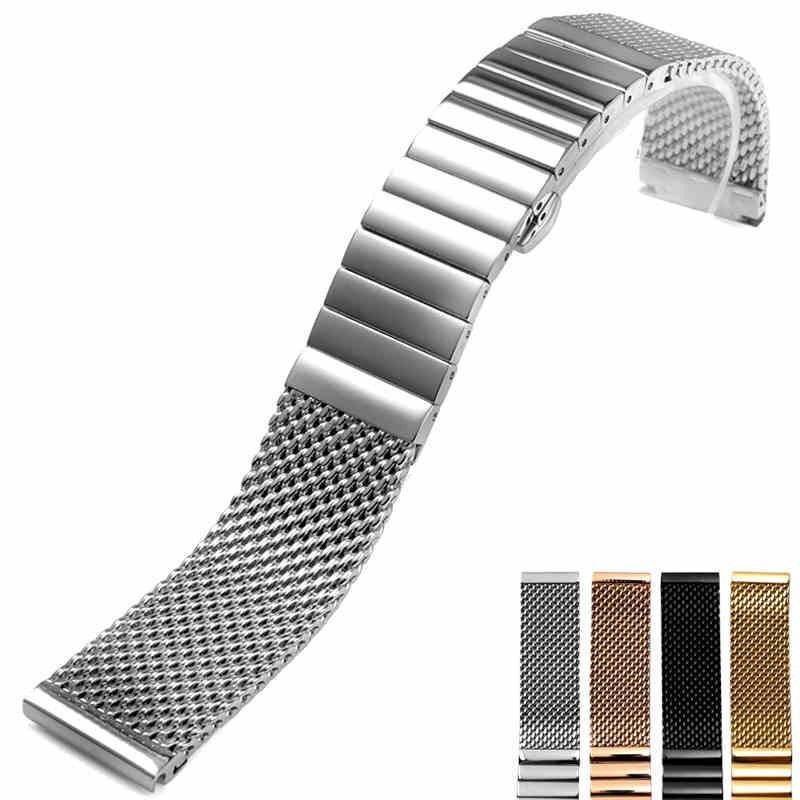 Dây Đồng Hồ Lưới Bện Bằng Thép Không Gỉ Dây Thép Lưới Khóa Bướm MS04