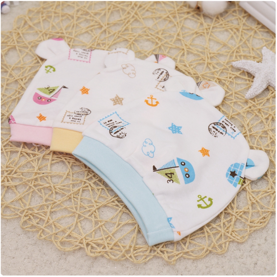 Mũ Cotton Hình Gấu Hoạt Hình Xinh Xắn Cho Bé 0-3 Tháng Tuổi