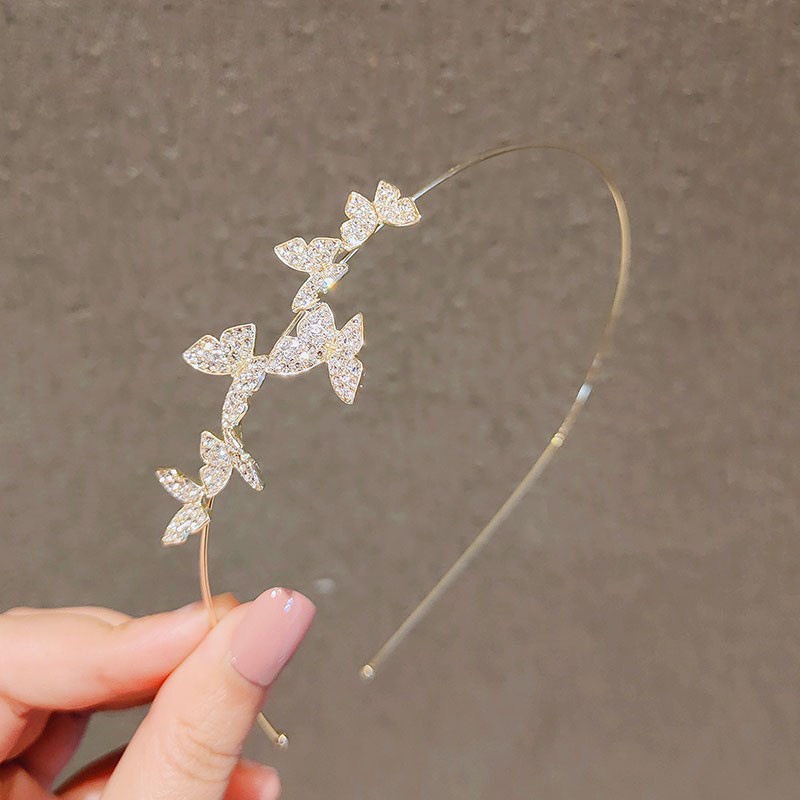 Cài tóc tiểu thư hàn quốc dễ thương đáng yêu thiết kế mỏng nhẹ họa tiết bướm đính đá pha lê , hợp kim cao cấp
