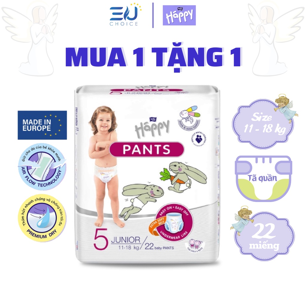 Bỉm, tã quần cao cấp BELLA BAPPY nhập khẩu Pháp 22 miếng cho bé 11-18kg thoáng mát, thấm hút, chống tràn