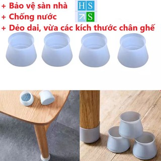 [BỘ 4 CÁI] Bọc chân Ghế chân Bàn Silicon tiện ích - Chống trầy xước sàn nhà, chống trơn trượt, chống ồn - NPP HS shop
