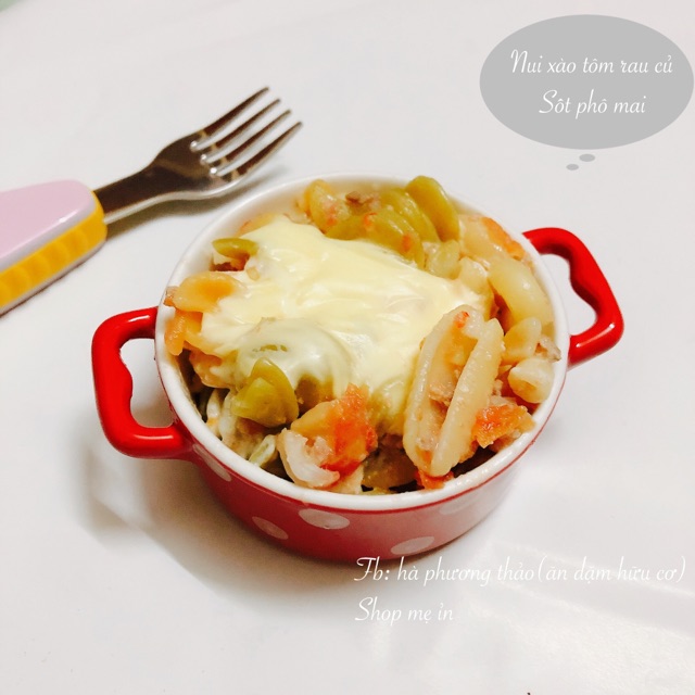 Bát sứ ăn dặm hình nồi có quai chấm bi