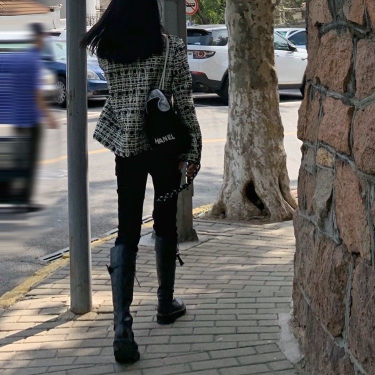 Xiaozhainv Quần jean dài Xiaozhainv lưng cao dáng ôm ống loe kiểu vintage cá tính cho nữ