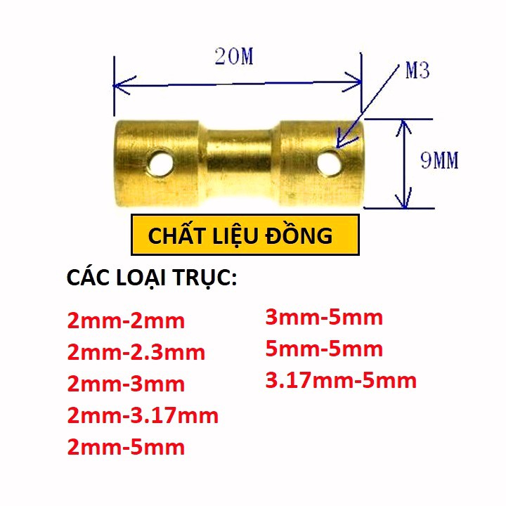 Khớp nối trục cứng các loại (Chất liệu đồng_Trục nhỏ)